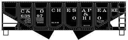 55-Ton Panel-Side 2-Bay Hopper - Kit -- Chesapeake & Ohio 63897 (black), HO, Accurail Inc 81863