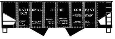 USRA 55-Ton 2-Bay Open Hopper - Kit -- National Tube Company 917 (black), HO, Accurail Inc 81723