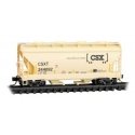ACF 39′ 2-Bay Center-Flow Covered Hopper - Round Hatches - Ready to Run -- CSX 244092 (beige,, N, Micro Trains Line 9200650