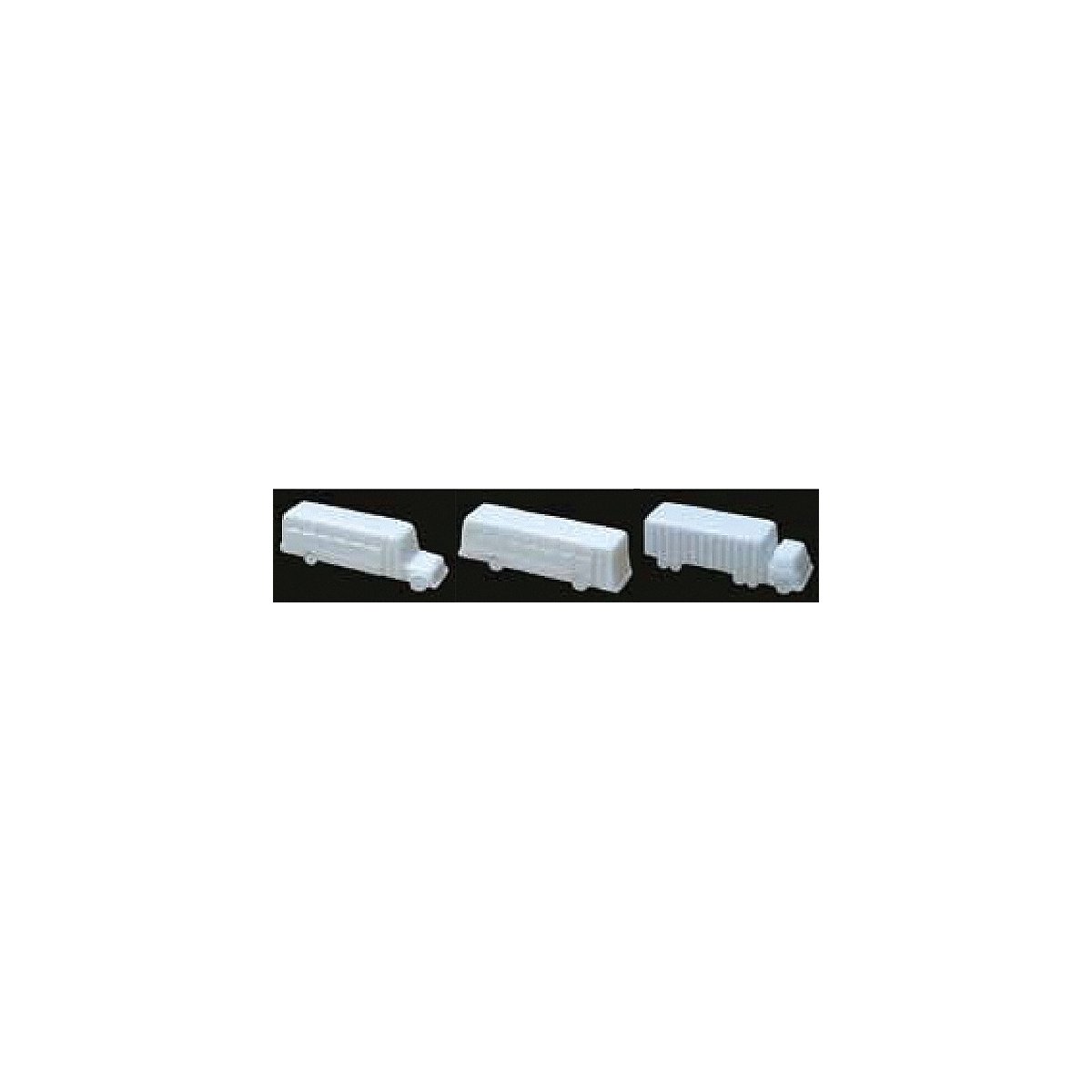 Vehicle Set - Unpainted White Styrene -- School Bus, City Bus & Semi, HO, JTT Miniature Tree 97007