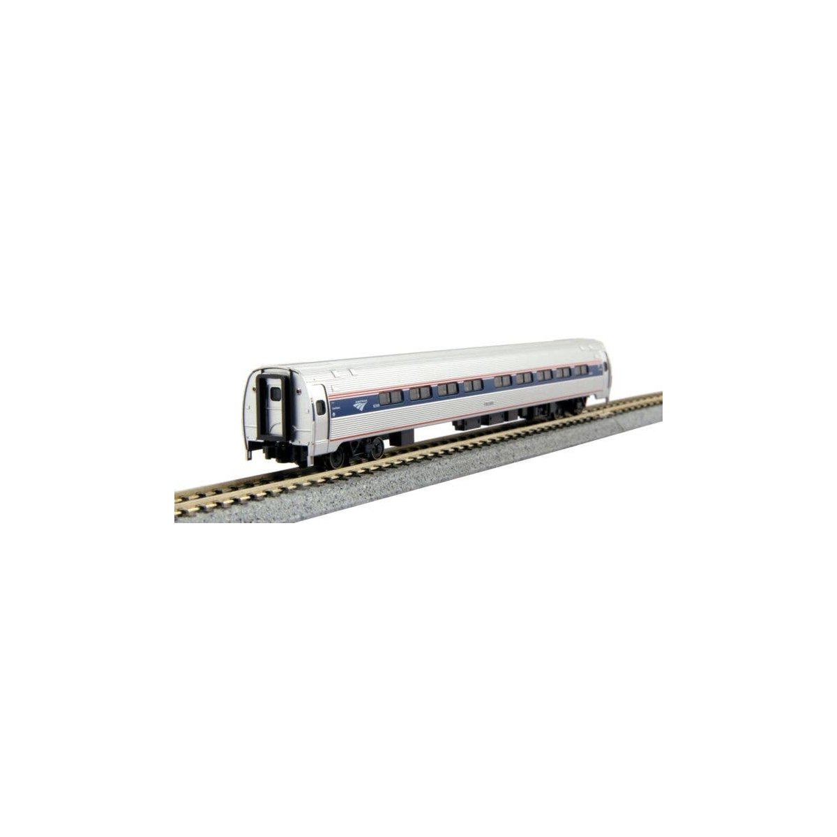 Amfleet I Coach & Cafe Set - Ready to Run -- Amtrak 82647, 48159 (Set B, Phase VI Wide Blue Stripe, Travelscape Logo), N, Kato U