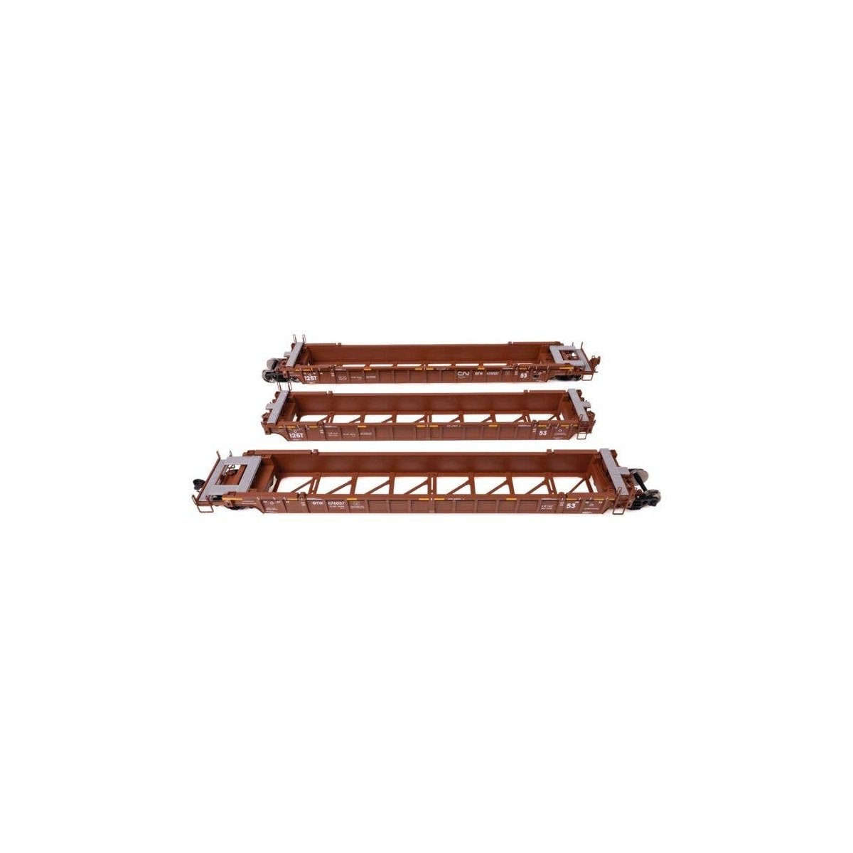 NSC Articulated 3-Unit 53′ Well Car - Ready-to-Run -- Canadian National GTW 676037, HO, WalthersMainline 55821