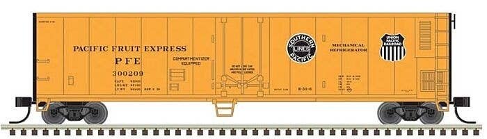 50′ Mechanical Reefer - Ready to Run -- Pacific Fruit Express 300209 (orange, black), N, Trainman 50006469