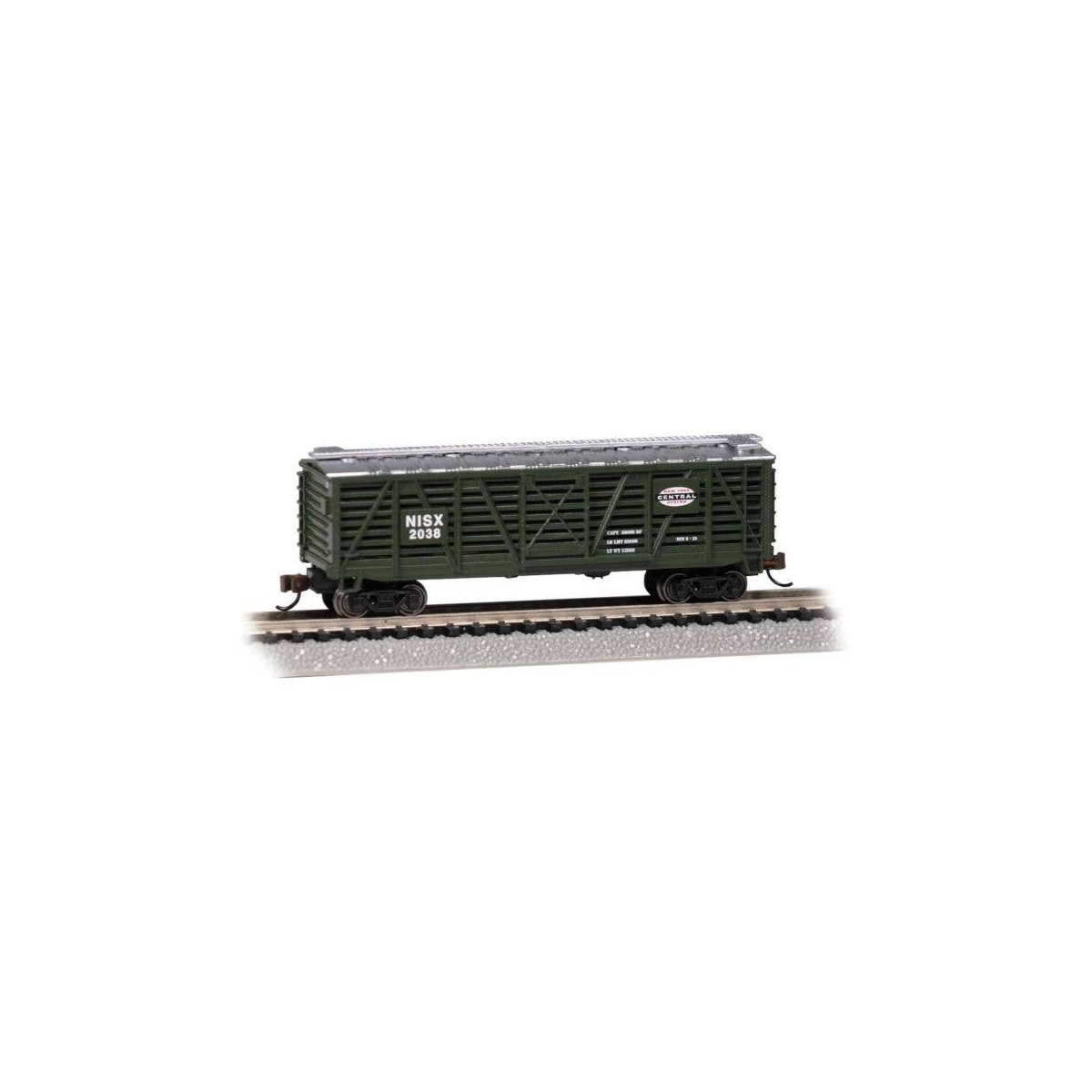 Steel Stock Car - Ready to Run -- New York Central NISX 2038 (green, silver), N, Bachmann Industries 71565