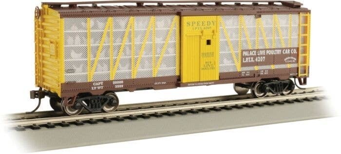Poultry Stock Car - Ready to Run -- Palace Live Poultry Car Co. 4207 (brown, yellow), HO, Bachmann Industries 15903
