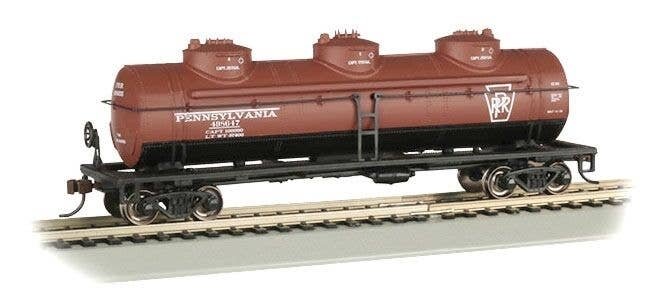 40′ 3-Dome Tank Car - Ready to Run - Silver Series(R) -- Pennsylvania Railroad 498647 (Tusca, HO, Bachmann Industries 17108