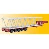 Wiesbauer 5-Axle Low-Boy Trailer w/Crane Boom Load - Kit -- Red, HO, Kibri 15710