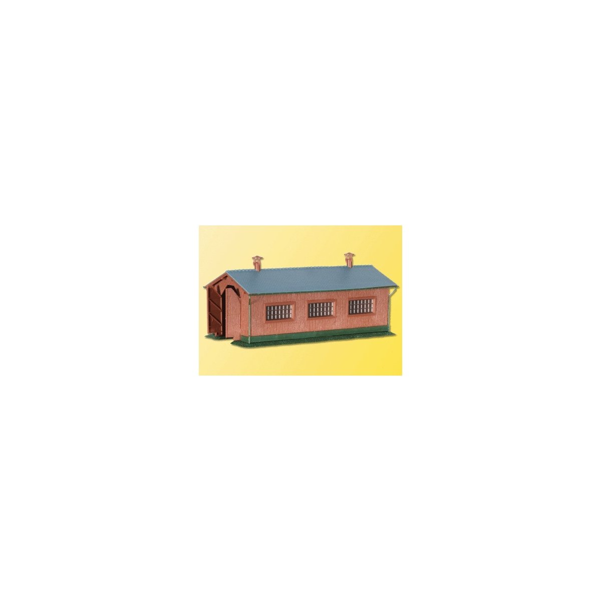Single-Track Loco Shed - Kit -- 5-5/8 x 2-3/8 x 2-3/8′ 14 x 6 x 6cm, N, Kibri 37802