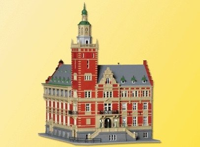 Leer Town Hall -- 11-13/16 x 8-7/8 x 13-3/4′ 30 x 22.5 x 35cm, HO, Kibri 38381