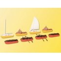 Assorted Boats -- (4) Rowing, (2) Motor, (2) Sailboats, HO, Kibri 39159