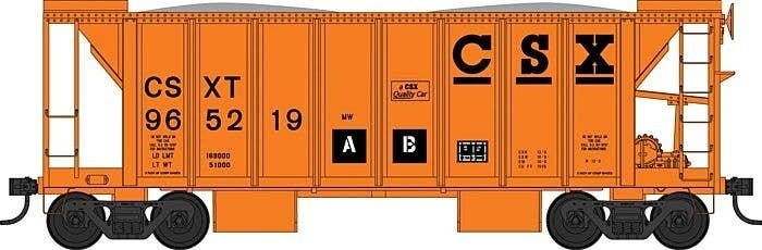 70-Ton 2-Bay Ballast Hopper with Side Chutes (Ballast Gates) - Ready to Run -- CSX 9652, HO, Bowser Manufacturing Co. 43664