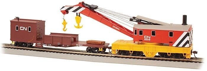 250-Ton Crane Derrick with Boom Tender - Silver Series(R) -- Canadian National, HO, Bachmann Industries 16104