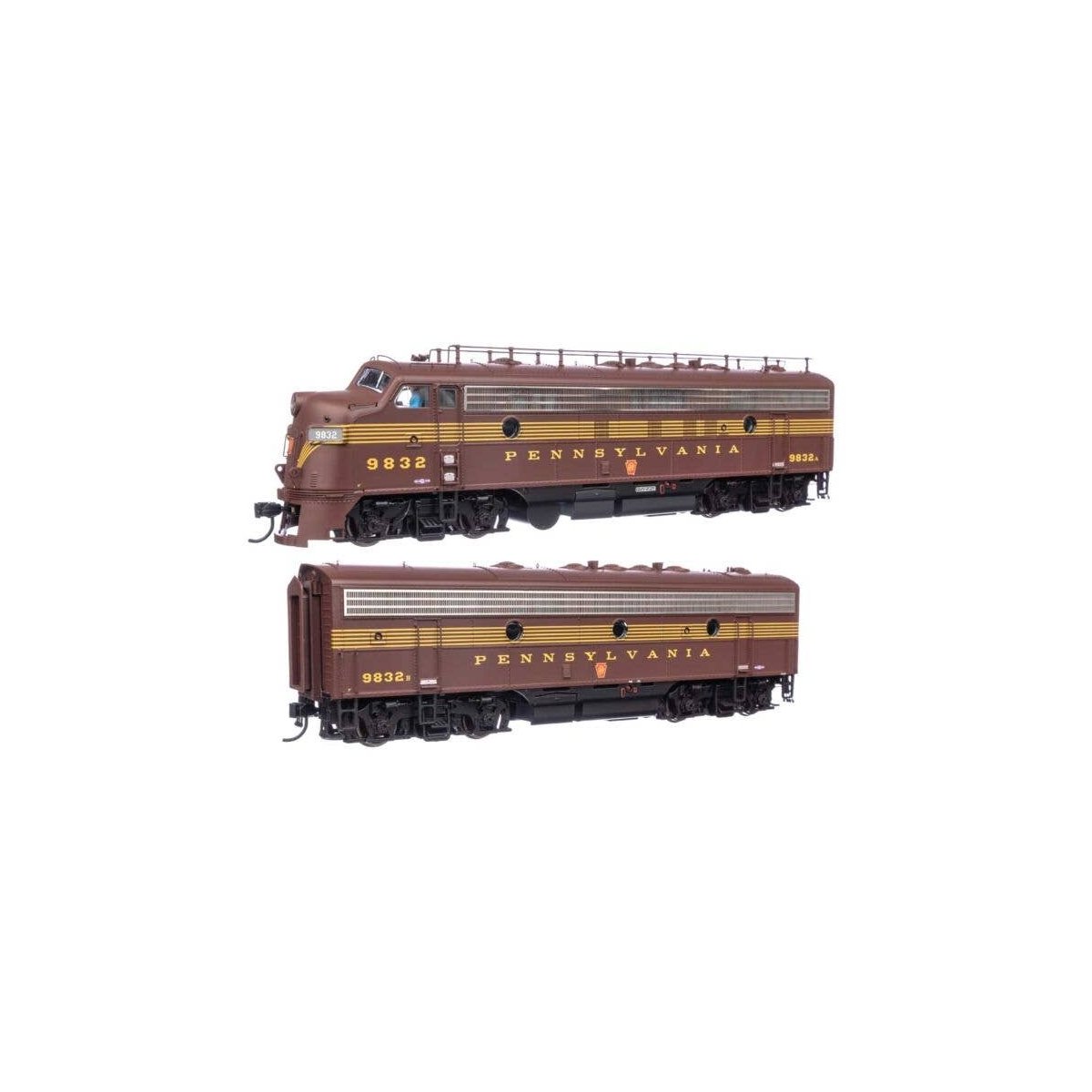EMD FP7 & F7B Standard DC -- Pennsylvania Railroad EFP-15 9832A, EH-15 9832B (Tuscan, 5-Stripe), HO, WalthersProto 49536