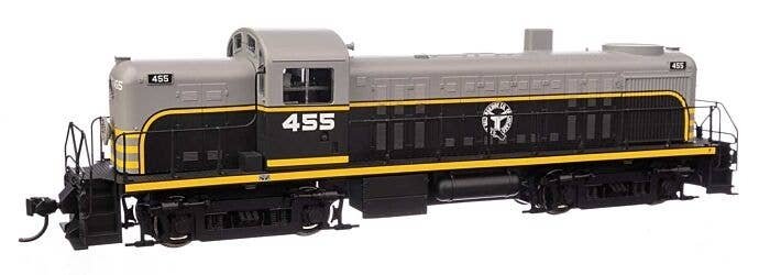 Alco RS2 - Standard DC -- Belt Railway of Chicago 455 - Air-cooled stack (black, gray, yellow), HO, WalthersMainline 10702