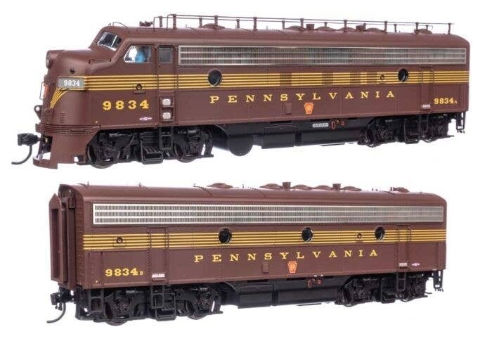 EMD FP7 & F7B STANDARD DC -- Pennsylvania Railroad EFP-15 9834A, EH-15 9834B (Tuscan 5-Stripe), HO, WalthersProto 49537