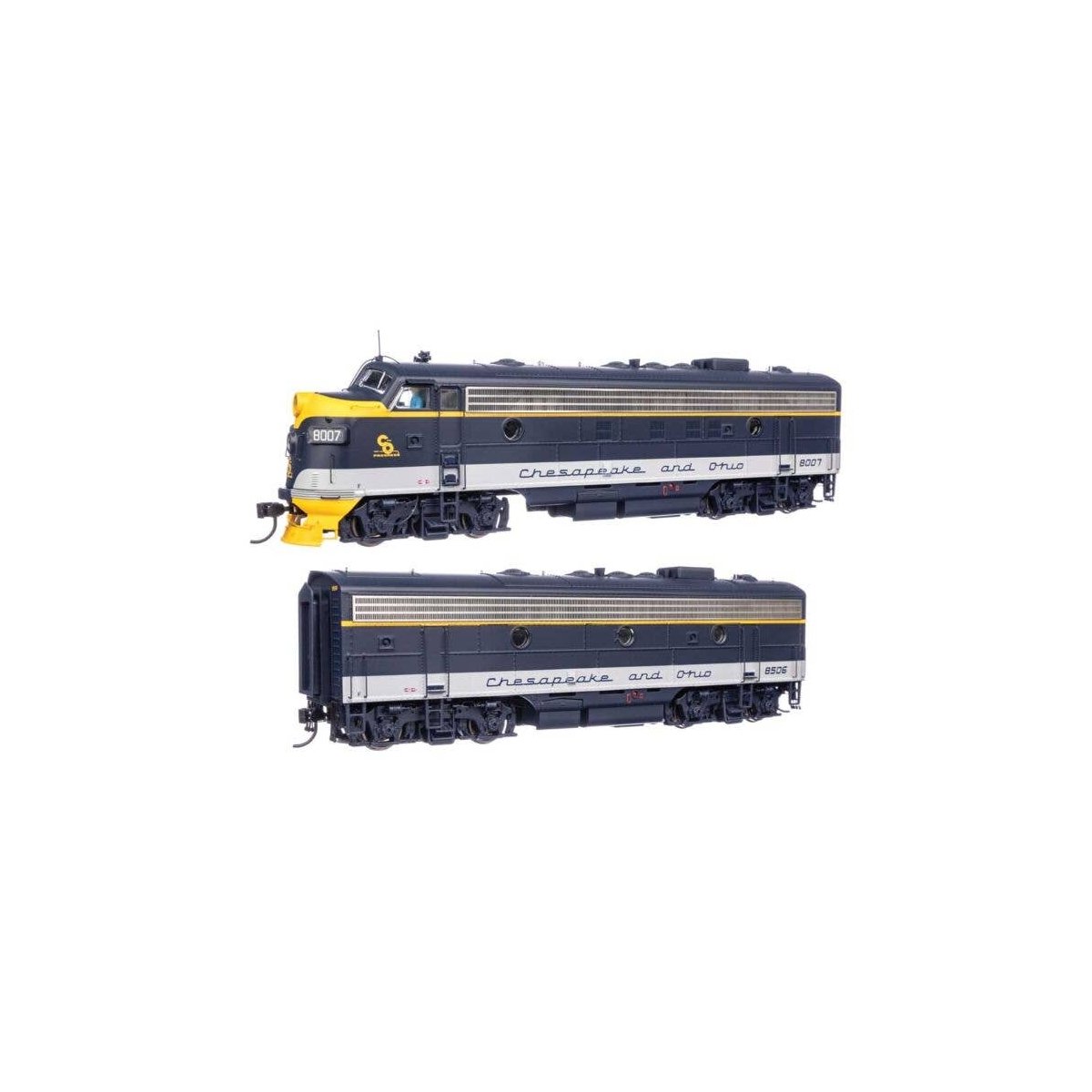 EMD FP7 & F7B Standard DC -- Chesapeake & Ohio 8007 & 8506 (As-delivered), HO, WalthersProto 49547