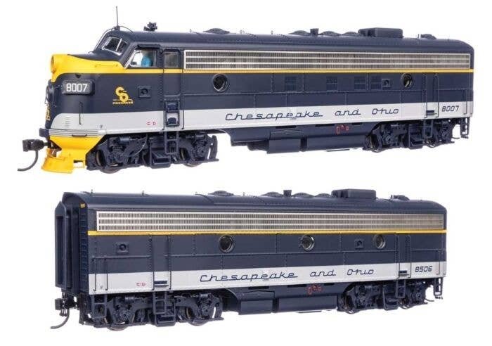 EMD FP7 & F7B Standard DC -- Chesapeake & Ohio 8007 & 8506 (As-delivered), HO, WalthersProto 49547