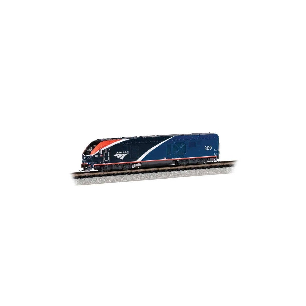 Siemens ALC-42 Charger - Econami(TM) Sound and DCC -- Amtrak 309 (Phase VII, blue, red, white, N, Bachmann Industries 68353
