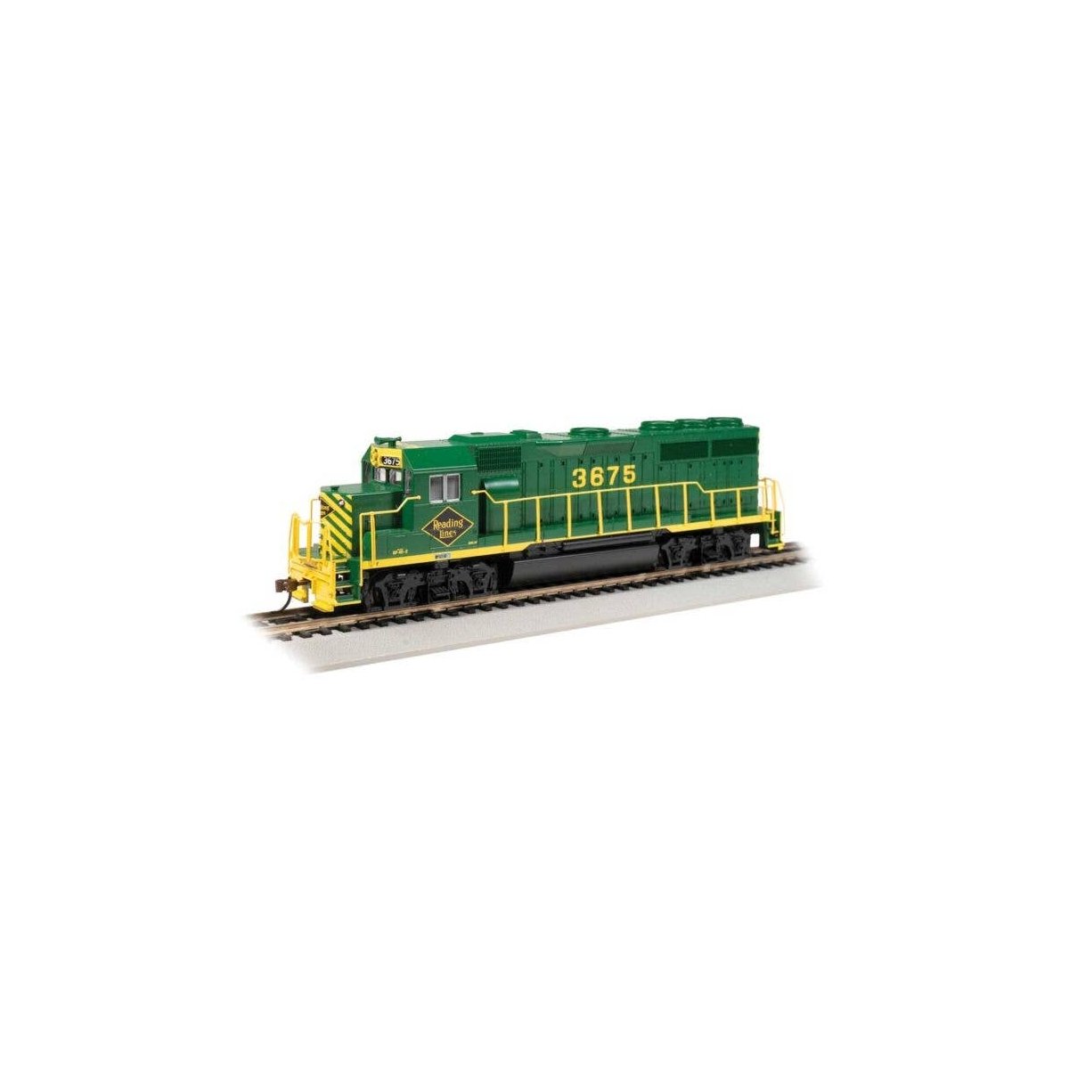 EMD GP40 - Sound and DCC -- Reading 3675 (green, yellow end striping), HO, Bachmann Industries 66310