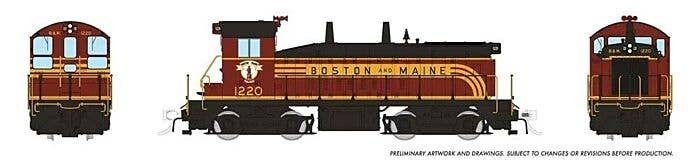 EMD SW9 - Standard DC -- Boston & Maine 1231 (As-Delivered, maroon, Harvest Gold), HO, Rapido Trains Inc 27069