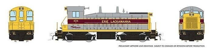 EMD SW9 - Standard DC -- Erie-Lackawanna 434 (gray, maroon, yellow), HO, Rapido Trains Inc 27078