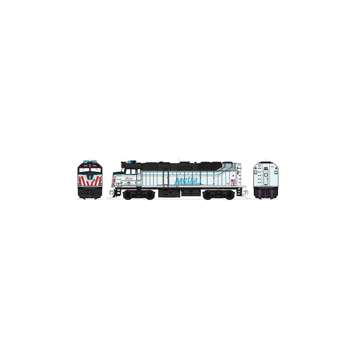 EMD F40PH Commuter Version - DCC -- Metra 104 City of Chicago (Commemorative Scheme, white, bla, N, Kato USA Inc 176CHICDCC