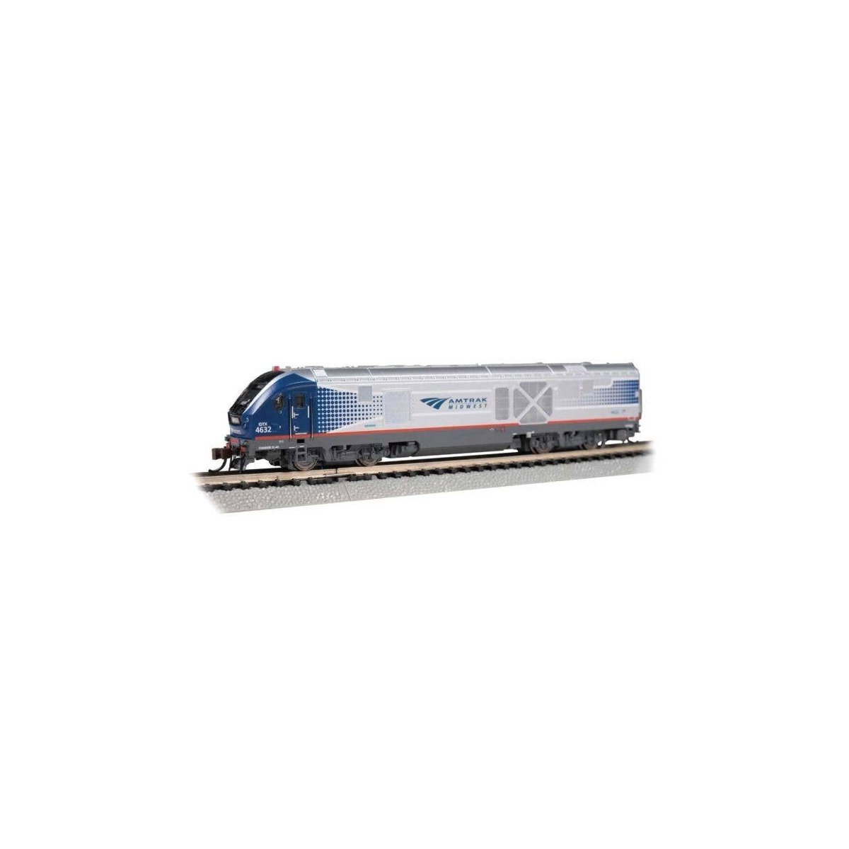 Siemens SC-44 Charger - Sound and DCC -- Amtrak 4632 (Midwest silver, blue, red), N, Bachmann Industries 67952