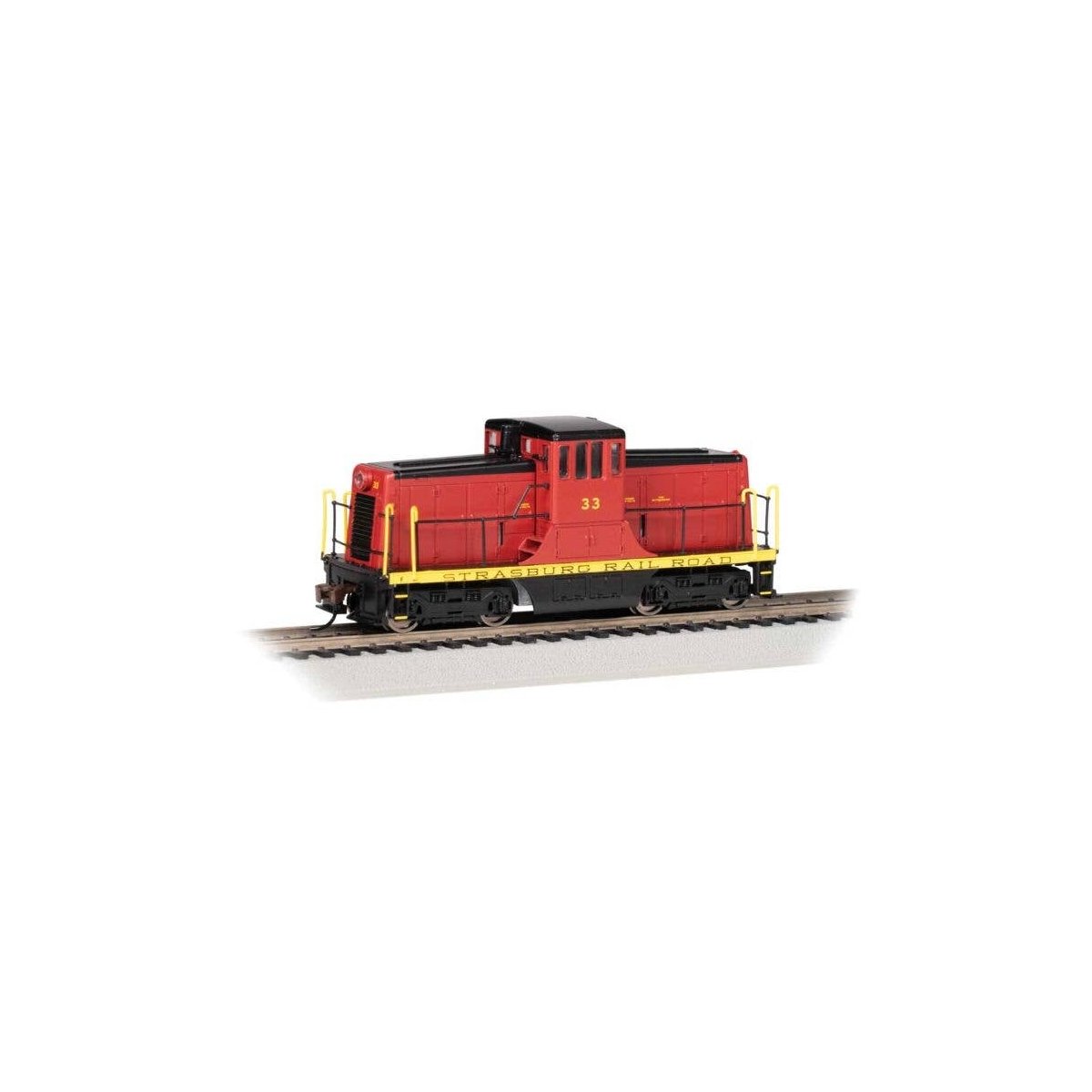 GE 44-Ton Switcher - Sound and DCC - Sound Value -- Strasburg 33 (red, yellow, black), HO, Bachmann Industries 68203