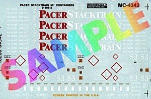 Intermodal Equipment -- Mini-Cal Pacer Stack Train 53′ Container (1999+), HO, Microscale Industries Inc 4342