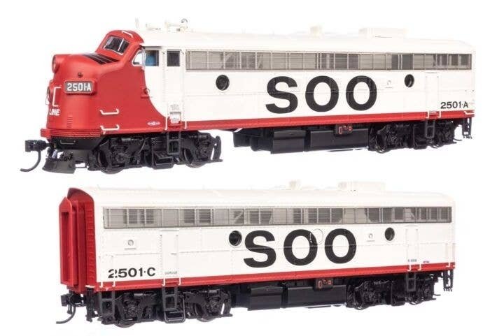 EMD FP7 & F7B Standard DC -- Soo Line 2501A & 2501C (white, red, black), HO, WalthersProto 49555