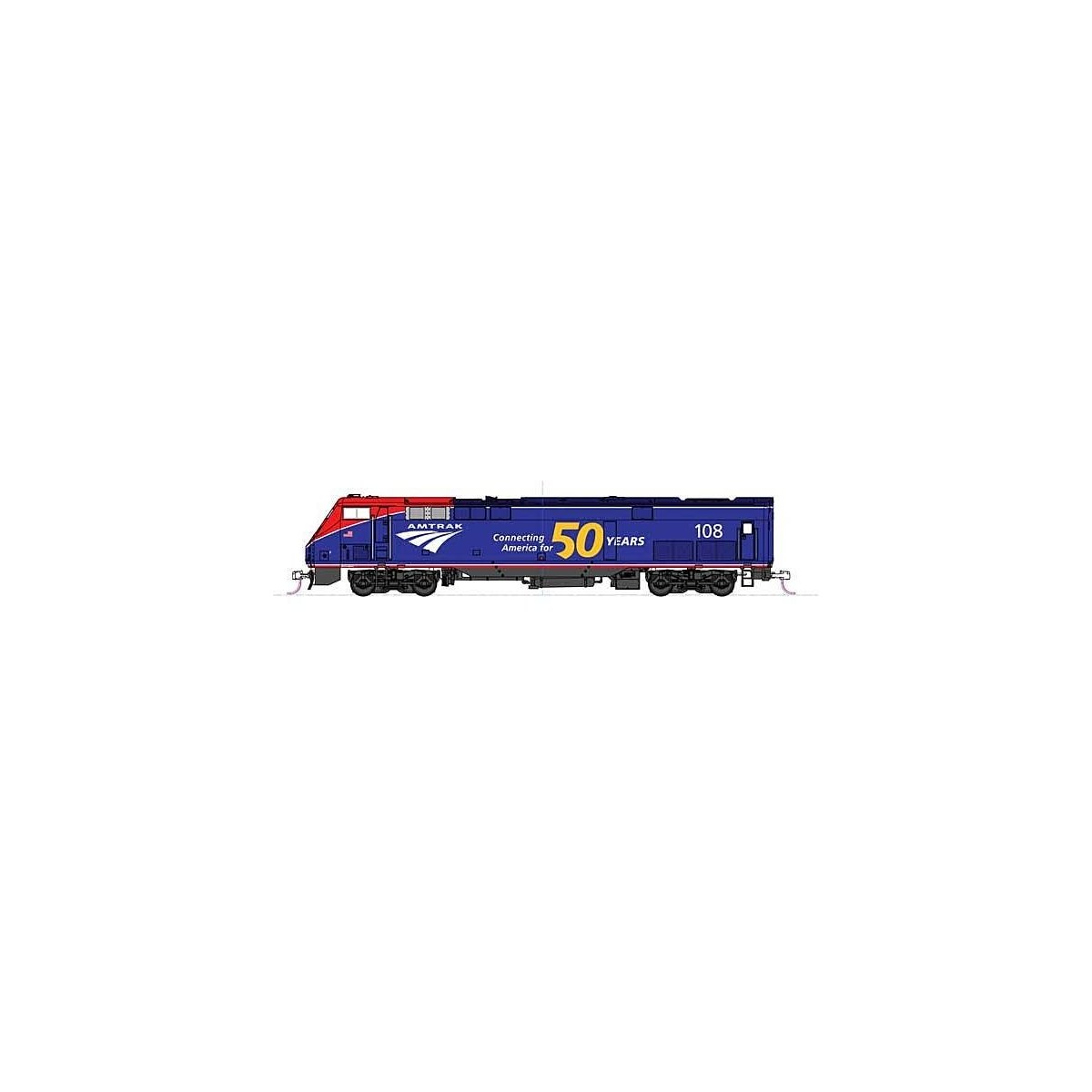 GE P42 Genesis - LokSound & DCC -- Amtrak 108 (50th Anniversary Phase VI, blue, red), HO, Kato USA Inc 376115LS