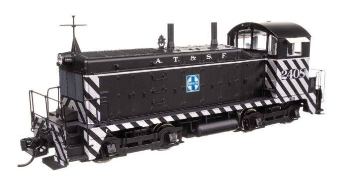 EMD NW2 - LokSound 5 Sound and DCC -- Atchison, Topeka & Santa Fe 2408 (A. T. & S. F. black, white, HO, WalthersProto 43501