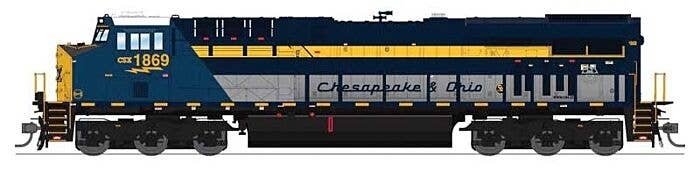 GE ES44AC GEVO - Standard DC - Stealth -- CSX 1869 (Chesapeake & Ohio Heritage, blue, gr, HO, Broadway Limited Imports 9863