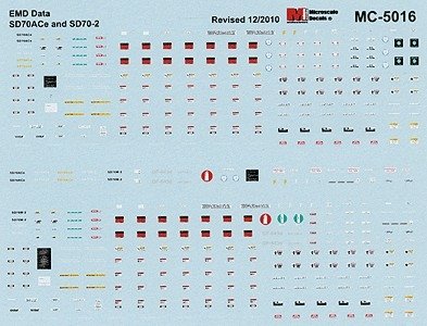 Mini Cal Railroad Decal Set -- EMD SD70ACe & SD70-2 Data Only, HO, Microscale Industries Inc 5016