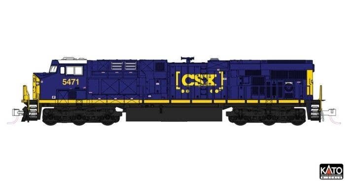 GE ES44AC GEVO - DCC -- CSX 5471 (blue, yellow, Boxcar Logo), N, Kato USA Inc 1768964DCC