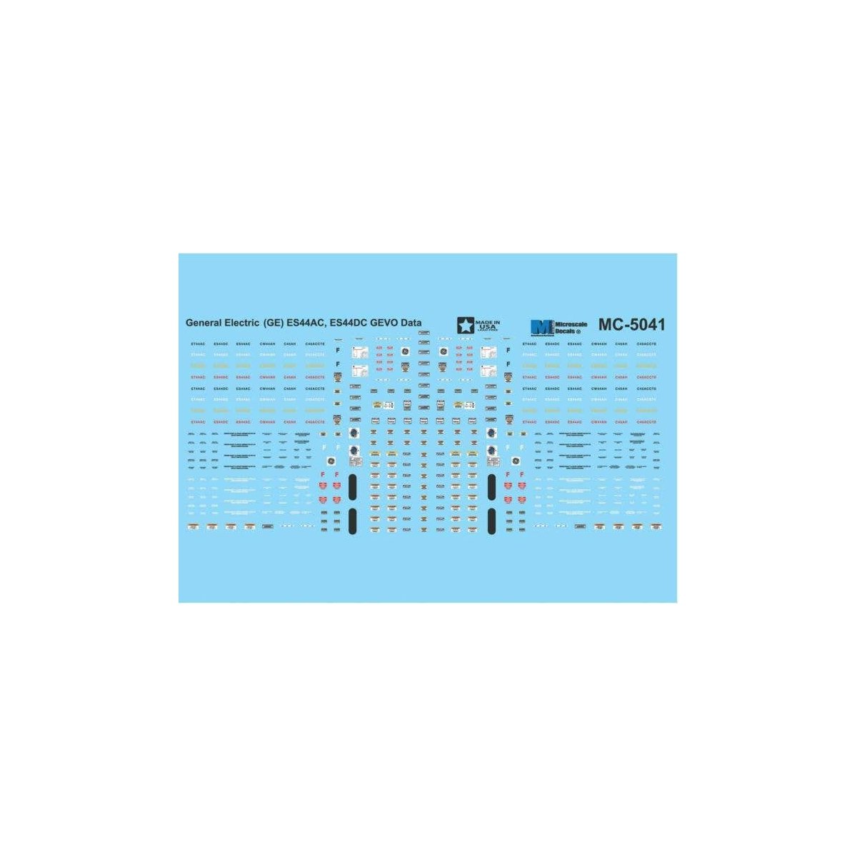Railroad Decal Set -- GE ES44AC GEVO Data, HO, Microscale Industries Inc 5041