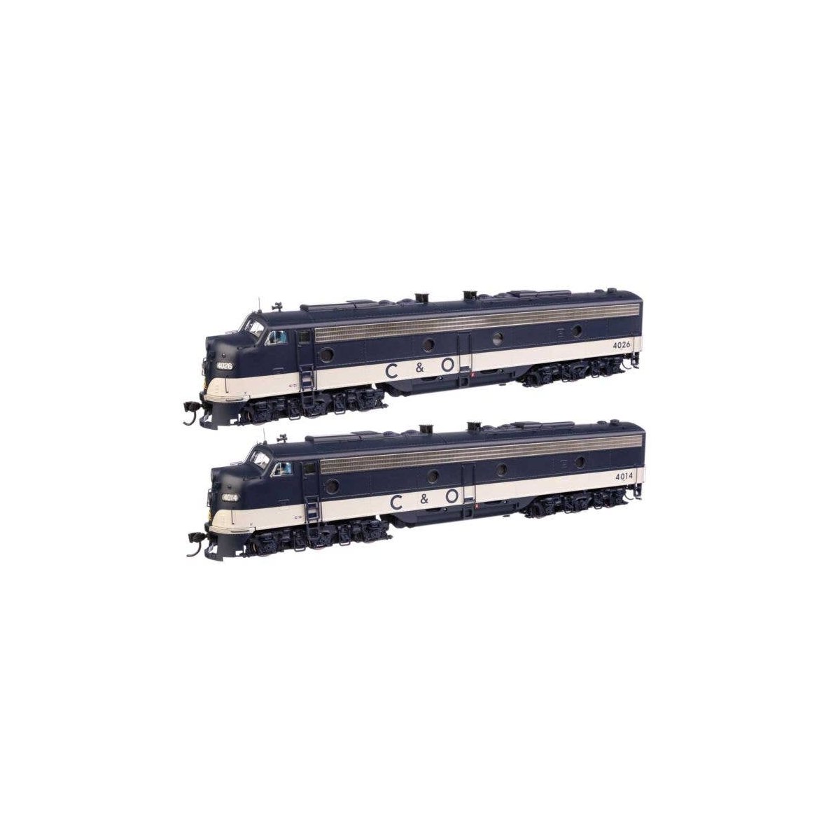 EMD E8 A-A - Standard DC -- Chesapeake & Ohio 4014 & 4026, HO, WalthersProto 49911
