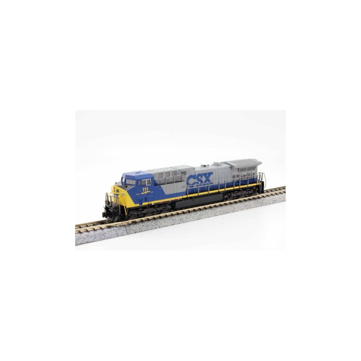 GE AC4400CW Low Numberboards - Standard DC -- CSX 111 (YN1, gray, blue, yellow), N, Kato USA Inc 1767044