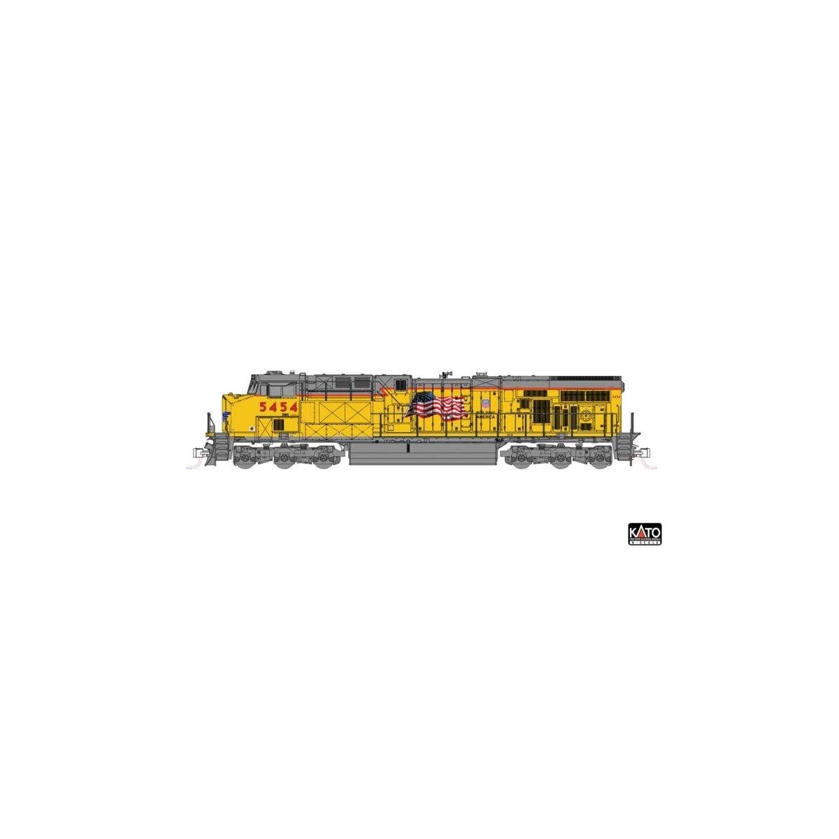 GE ES44AC GEVO - Standard DC -- Union Pacific 5454 (Armour Yellow, gray, US Flag, Building America, N, Kato USA Inc 1768966