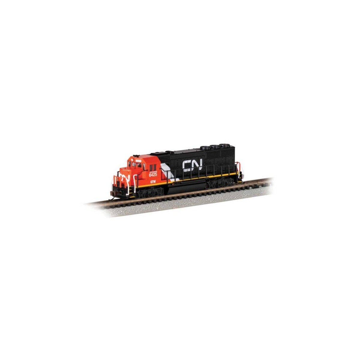 EMD GP40 No Dynamic Brakes - Standard DC -- Canadian National GTW 6425 (black, red, white), N, Bachmann Industries 63572