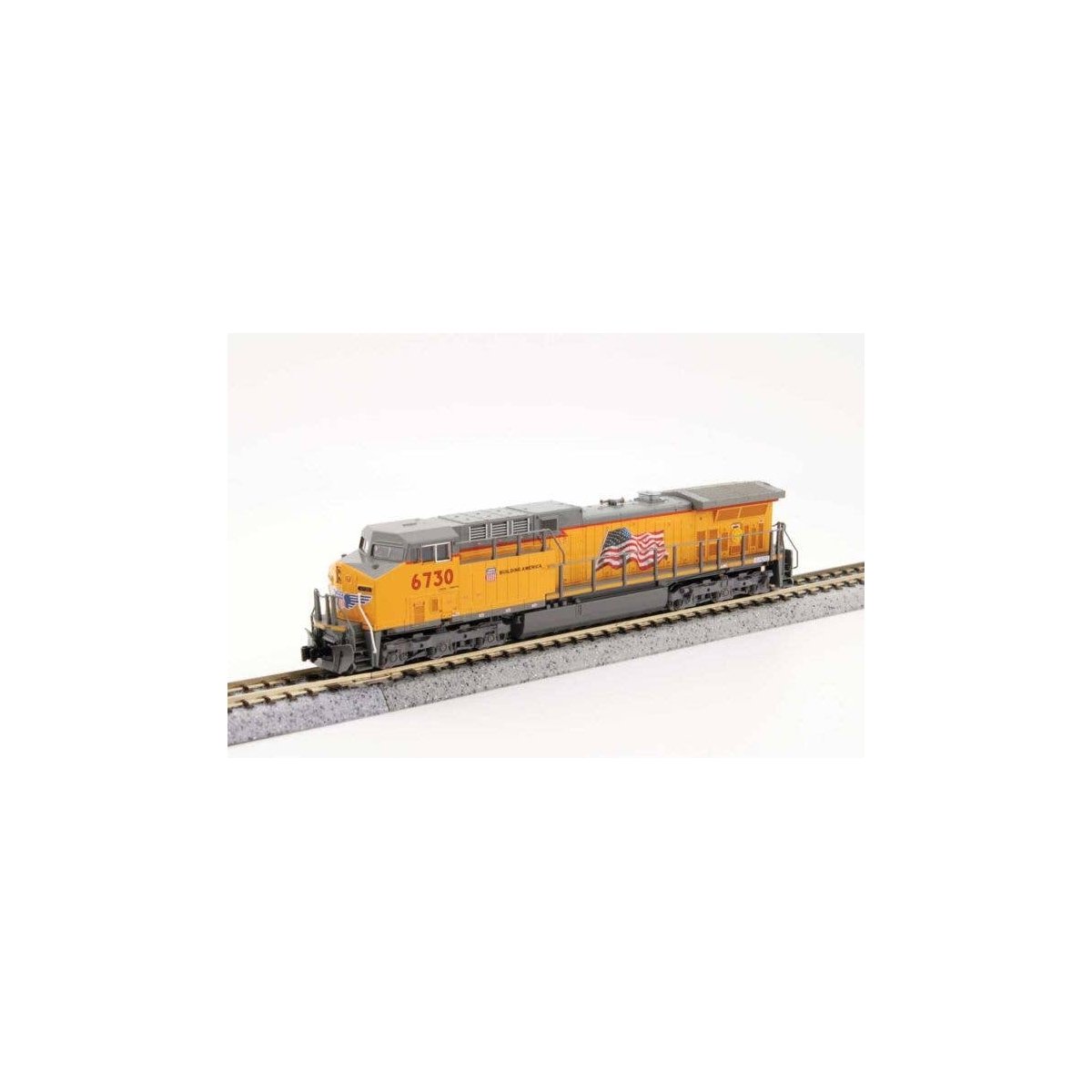 GE AC4400CW Low Numberboards - Standard DC -- Union Pacific 6730 (Armour Yellow, gray, No Flag), N, Kato USA Inc 1767040