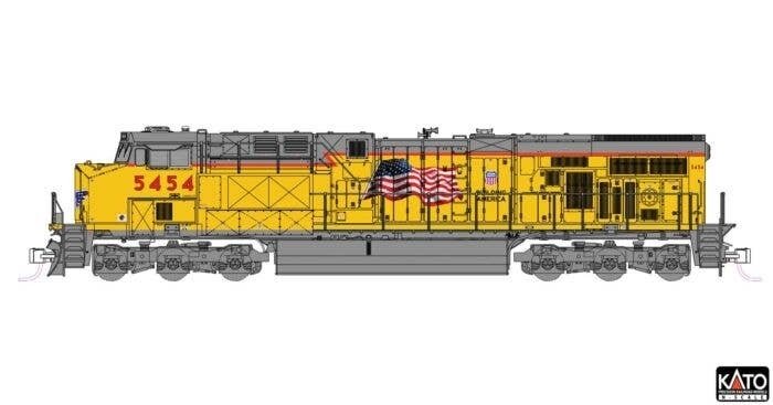 GE ES44AC GEVO - DCC -- Union Pacific 5454 (Armour Yellow, gray, US Flag, Building America), N, Kato USA Inc 1768966DCC