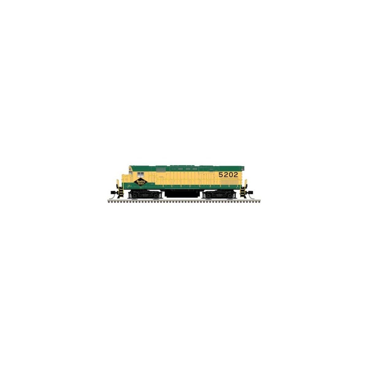 Alco C424 - Standard DC - Master(R) Silver -- Reading 5202 (green, yellow), N, Atlas Model Railroad Co. 40006111