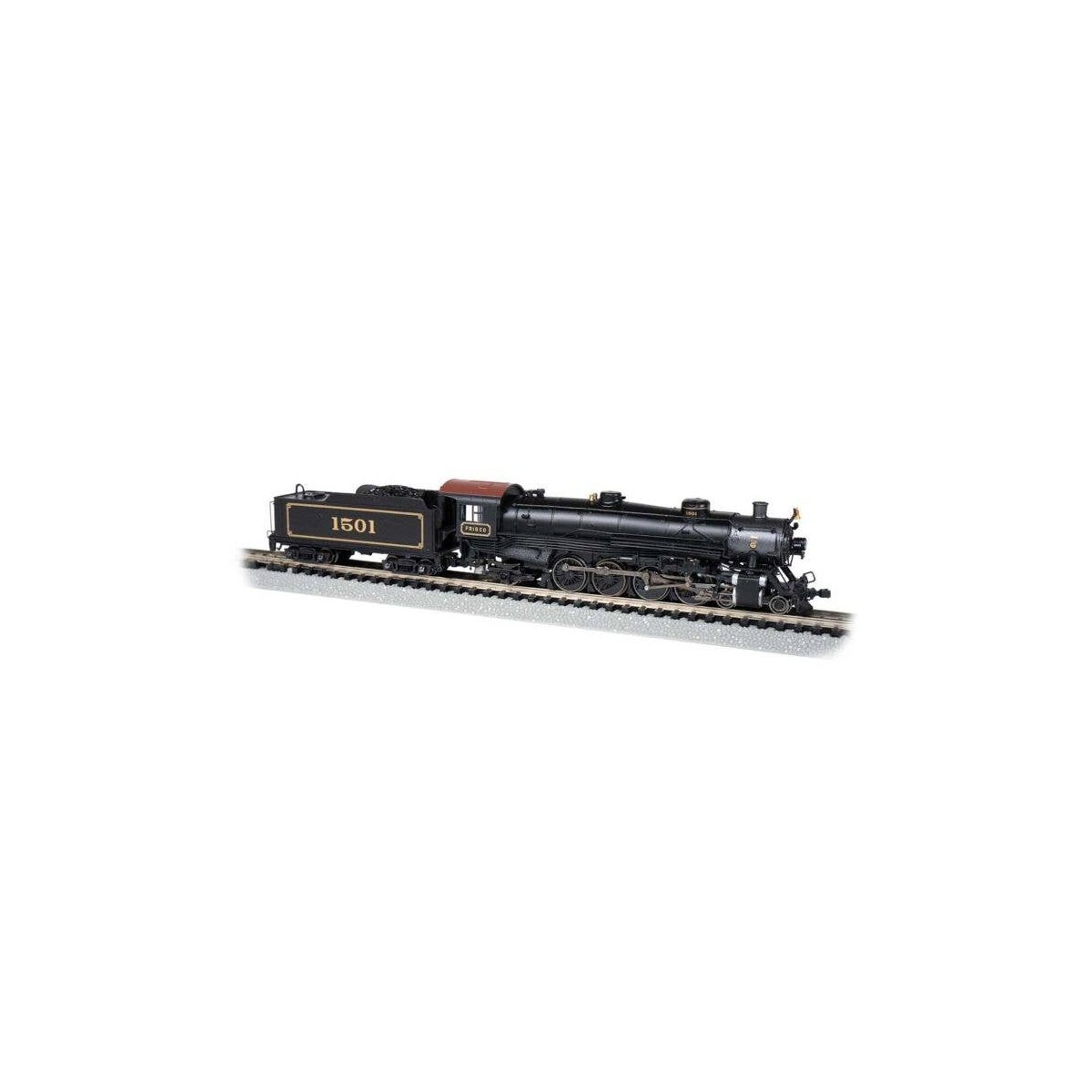 4-8-2 Light Mountain - Sound and DCC -- St. Louis-San Francisco 1501 (black, graphite, Frisco, N, Bachmann Industries 53456