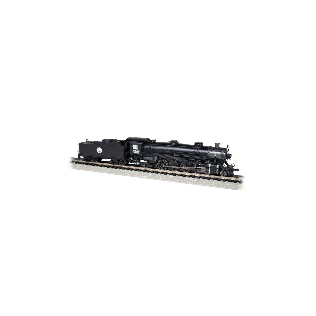 4-8-2 Light Mountain - Sound and DCC -- New York, Ontario & Western 405 (black, graphite), N, Bachmann Industries 53455