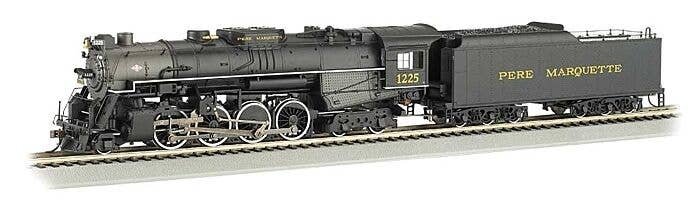 2-8-4 Berkshire w/Sound & DCC -- Pere Marquette 1225 (black, graphite), HO, Bachmann Industries 52403