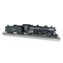 USRA Light 4-6-2 Pacific - Standard DC -- Santa Fe 1344 (black, graphite), HO, Bachmann Industries 52901