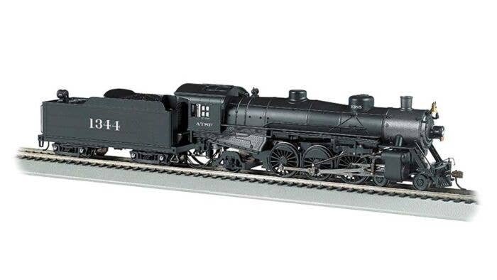 USRA Light 4-6-2 Pacific - Standard DC -- Santa Fe 1344 (black, graphite), HO, Bachmann Industries 52901