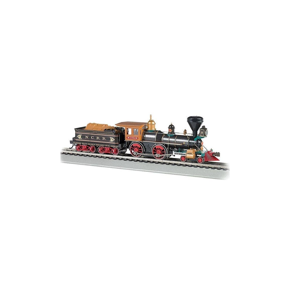 4-4-0 w/Wood Tender Load - Sound & DCC -- North Central Railroad `York`, HO, Bachmann Industries 52706