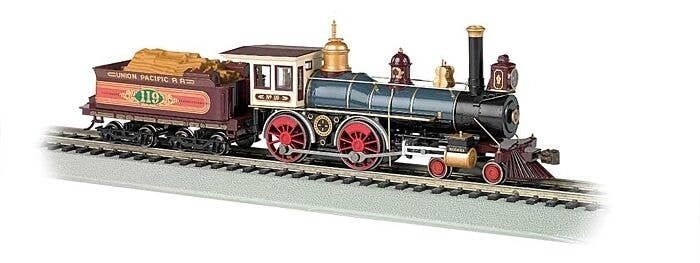 4-4-0 w/Wood Tender Load - Standard DC -- Union Pacific 119 (Russian Iron, black, red, brown, HO, Bachmann Industries 51002